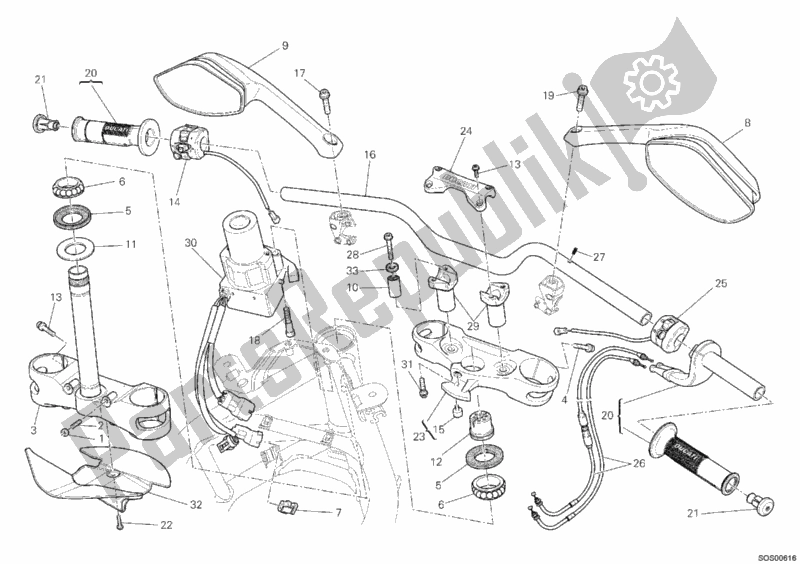 All parts for the Handlebar of the Ducati Multistrada 1200 S Sport USA 2011
